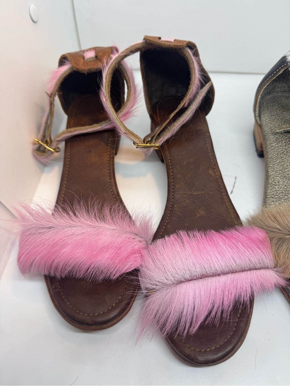 Pink Springbok Stacked Heel Sandal